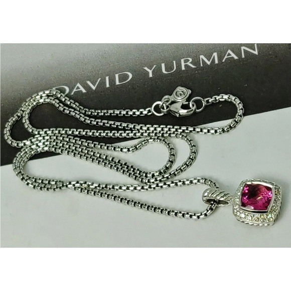 David Yurman Petite Albion Pendant Necklace with Pink Tourmaline & Diamo… - Picture 4 of 6